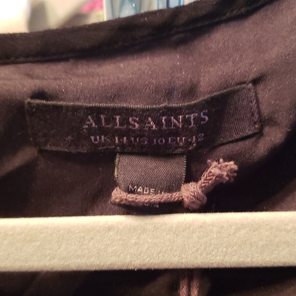 All Saints black Ari Ossia Embroidered Wrap Dress US 10 NWT $329 goth Wednesday - Picture 4 of 7